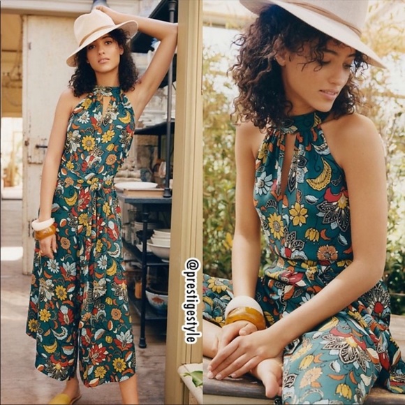 ANTHROPOLOGIE Geneva Halter Wide Leg Jumpsuit - Picture 3 of 7